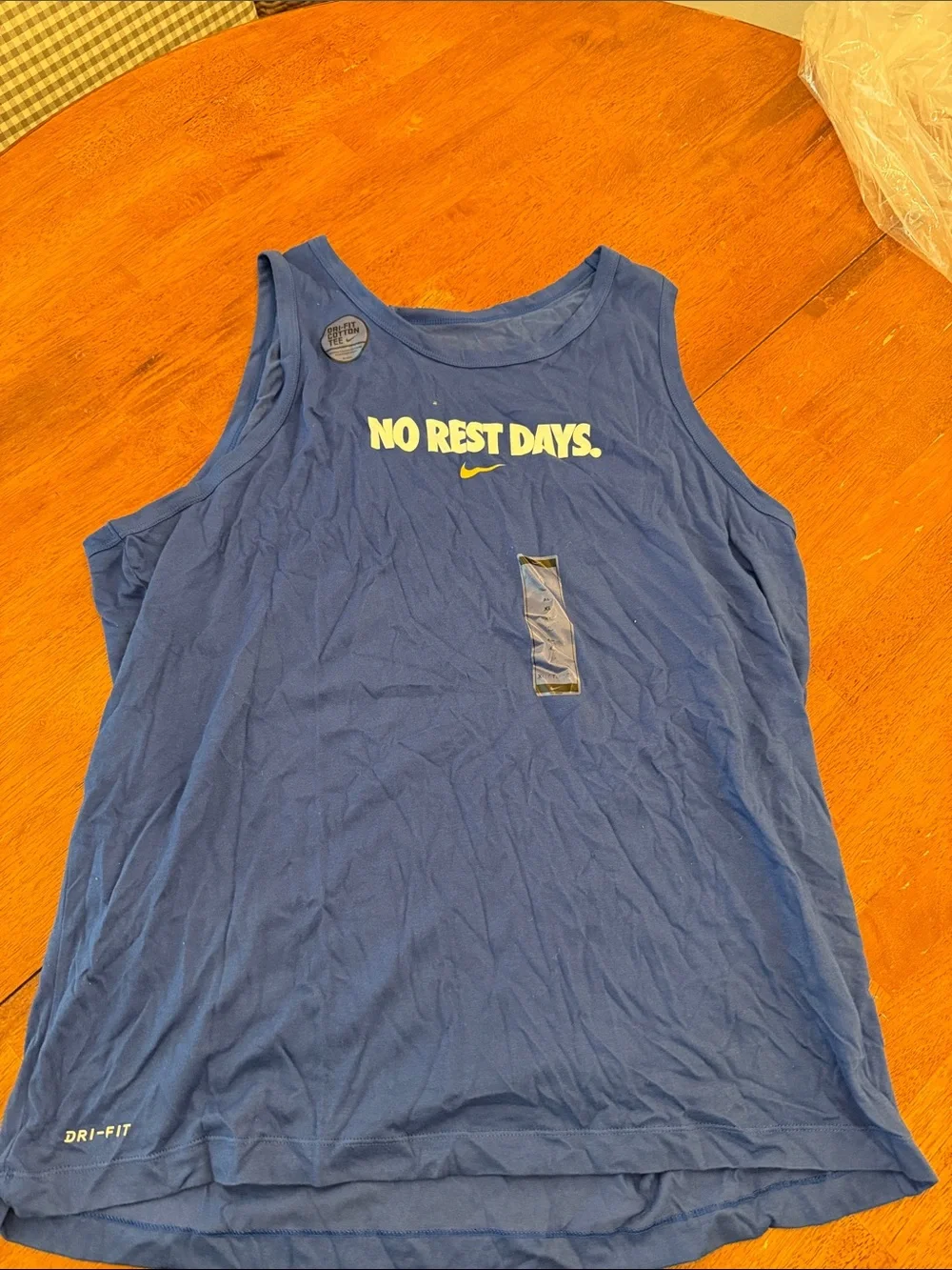 Nike Blue 'No Rest Days' Performance Tank xl